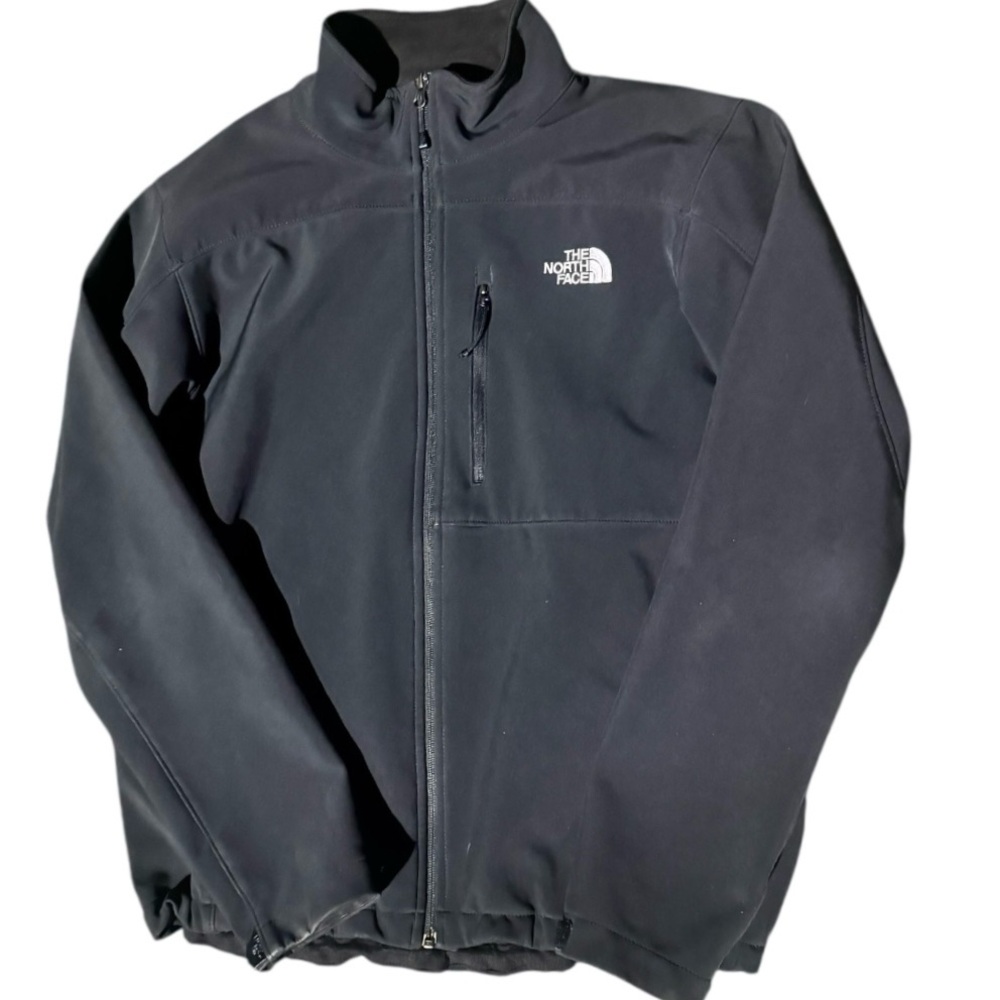 The North Face Apex Zip Up Softshell Fleece Lined Jacket Mens size L Black GUC